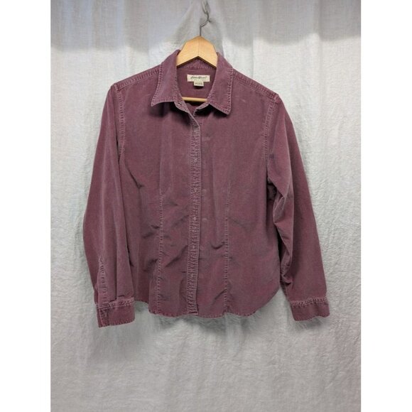 Eddie Bauer Tops - Eddie Bauer women's sz Large lilac corduroy long sleeve button up shirt V7